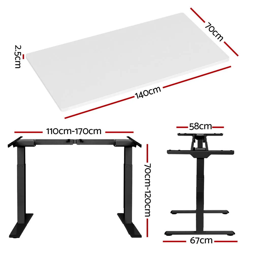 Artiss Standing Desk Motorised Dual Motor White 140cm