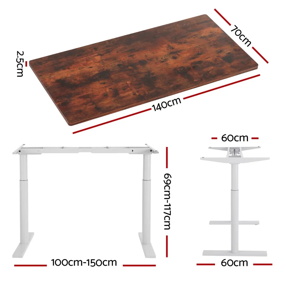 Artiss Standing Desk Motorised Electric Dual Motor 140cm Rustic Brown