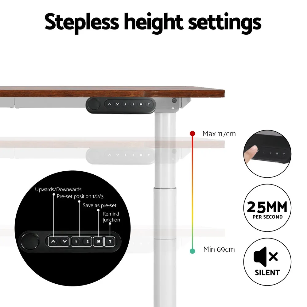 Artiss Standing Desk Motorised Electric Dual Motor 140cm Rustic Brown