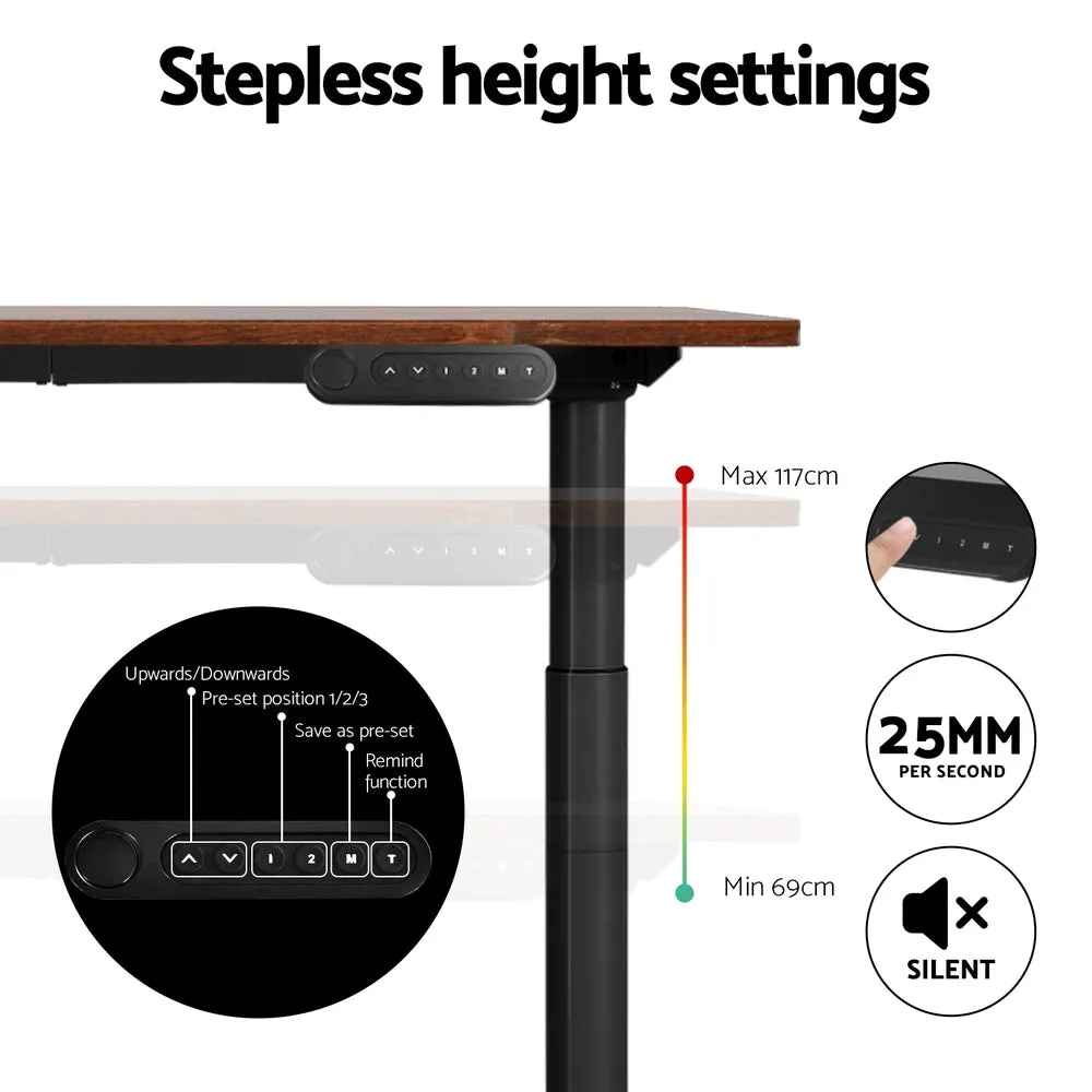 Artiss Standing Desk Motorised Electric Dual Motor Rustic Brown 140cm