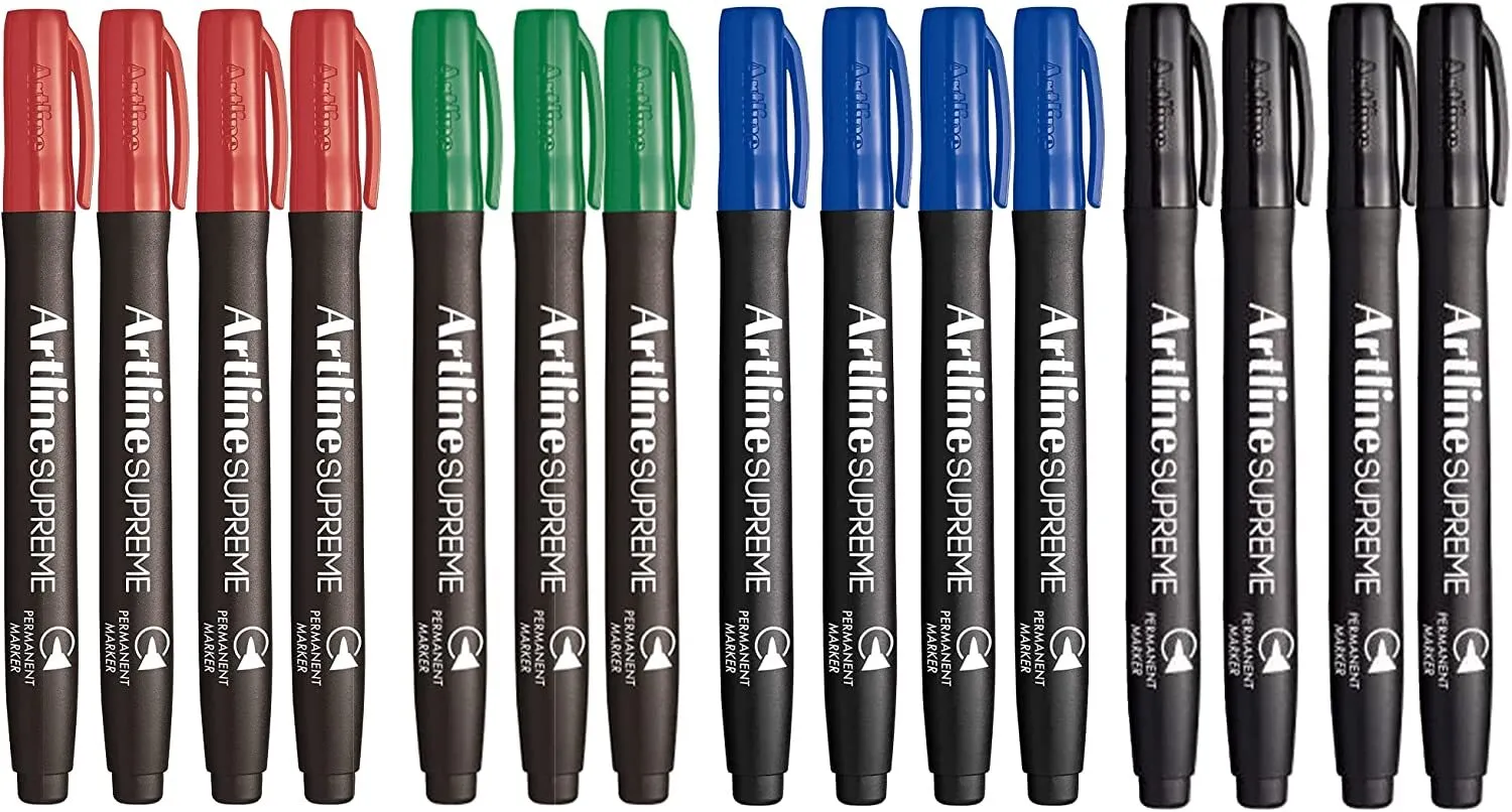Artline Supreme Permanent Markers - Assorted Colours 15 pack