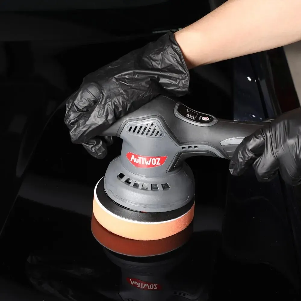 AUTIWOZ Cordless Car Polishing Machine Wireless Car Polisher 5800Rpm Brushless Dual Action Car Polish Machine with 12V Battery