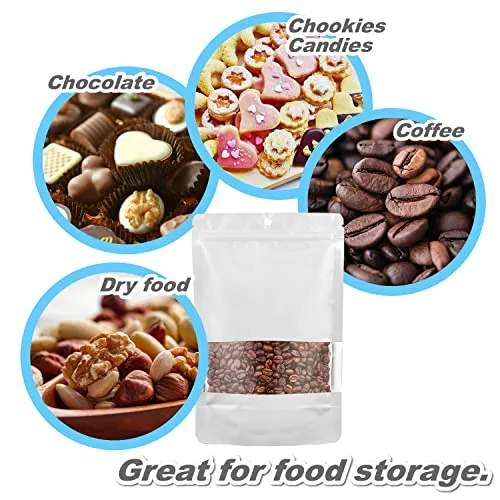 BAAGGNAA 150 Pack Stand up Matte Metallic Ziplock Bags with Clear Front Window Heat-Sealable Resealable Solid Color Pouches for Food Storage Containers Organizer(Gold,7.9 * 11.8 inch,Pack of 150)