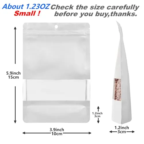 BAAGGNAA 150 Pack Stand up Matte Metallic Ziplock Bags with Clear Front Window Heat-Sealable Resealable Solid Color Pouches for Food Storage Containers Organizer(Gold,7.9 * 11.8 inch,Pack of 150)