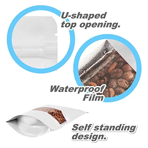 BAAGGNAA 150 Pack Stand up Matte Metallic Ziplock Bags with Clear Front Window Heat-Sealable Resealable Solid Color Pouches for Food Storage Containers Organizer(Gold,7.9 * 11.8 inch,Pack of 150)