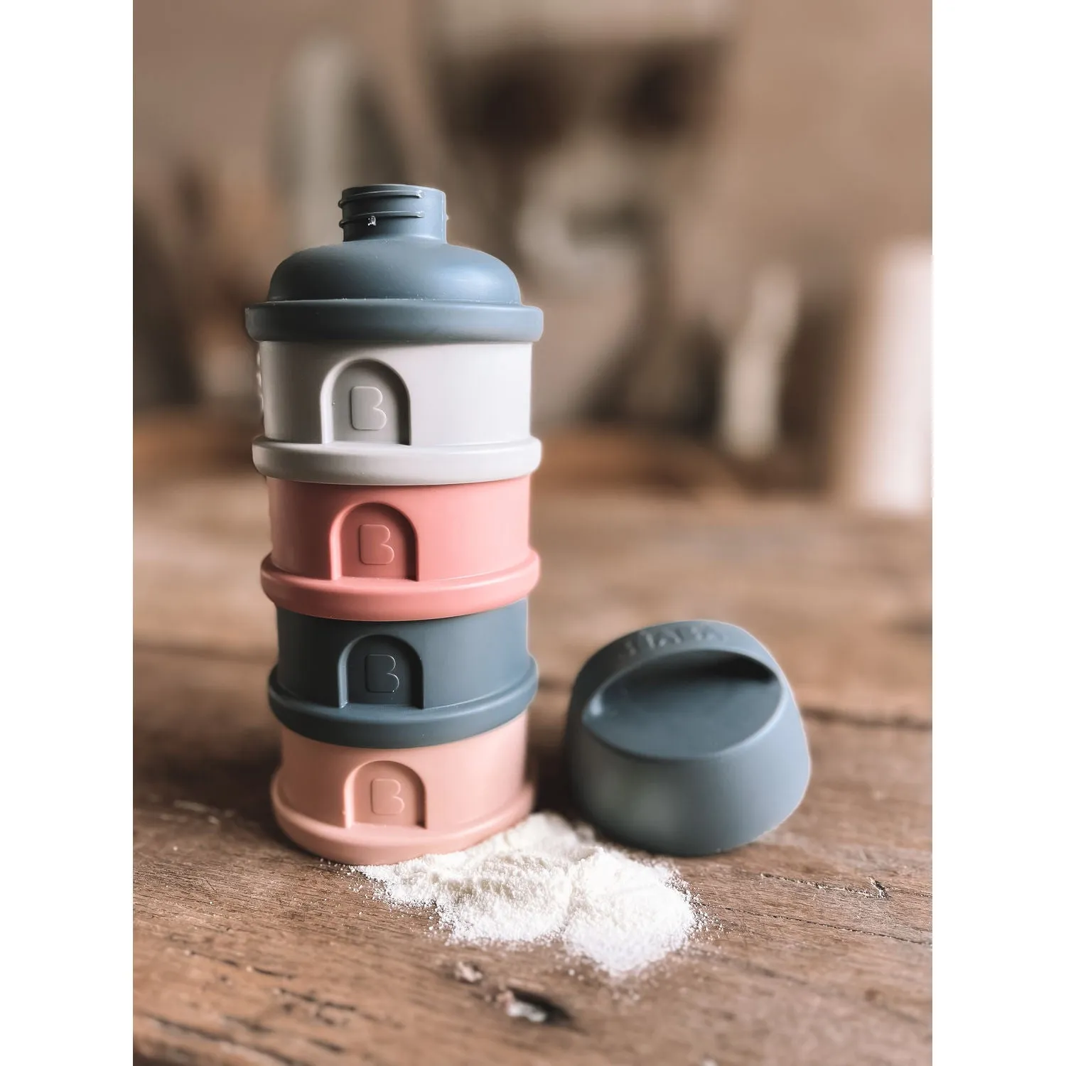 Beaba Formula & Snacks Container - Mineral Grey/Pink