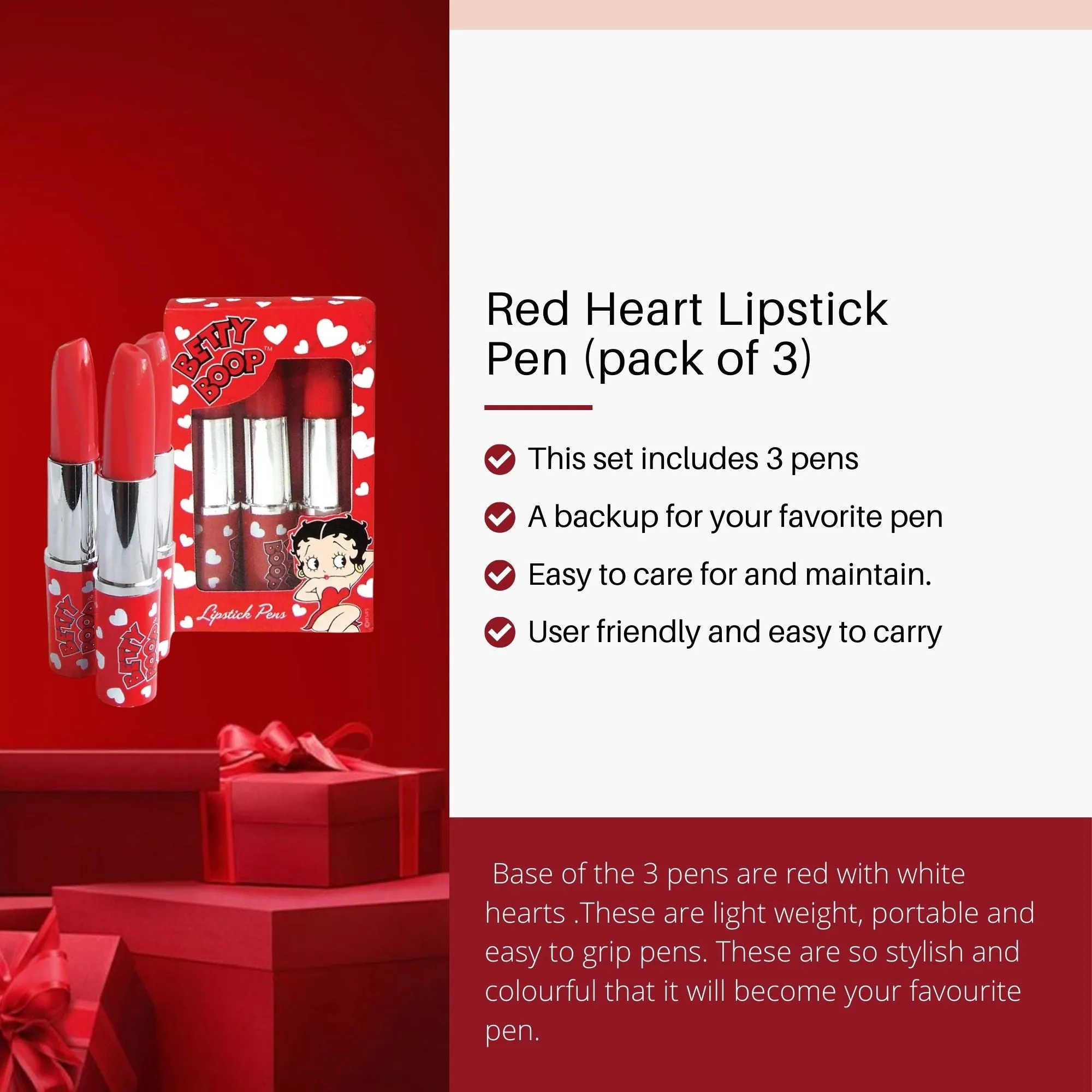 Betty Boop Red Heart Lipstick Pen