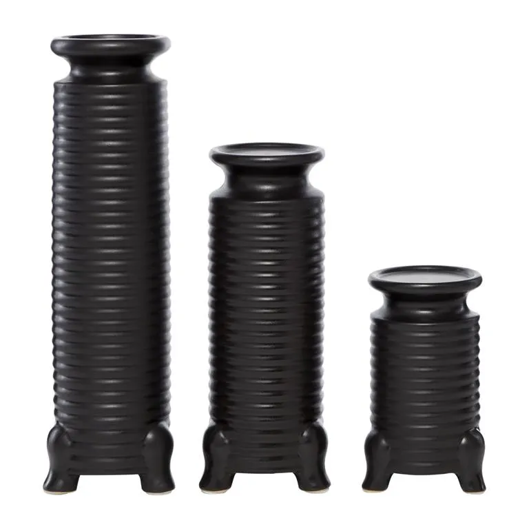BLACK CERAMIC MODERN CANDLE HOLDER