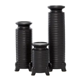 BLACK CERAMIC MODERN CANDLE HOLDER