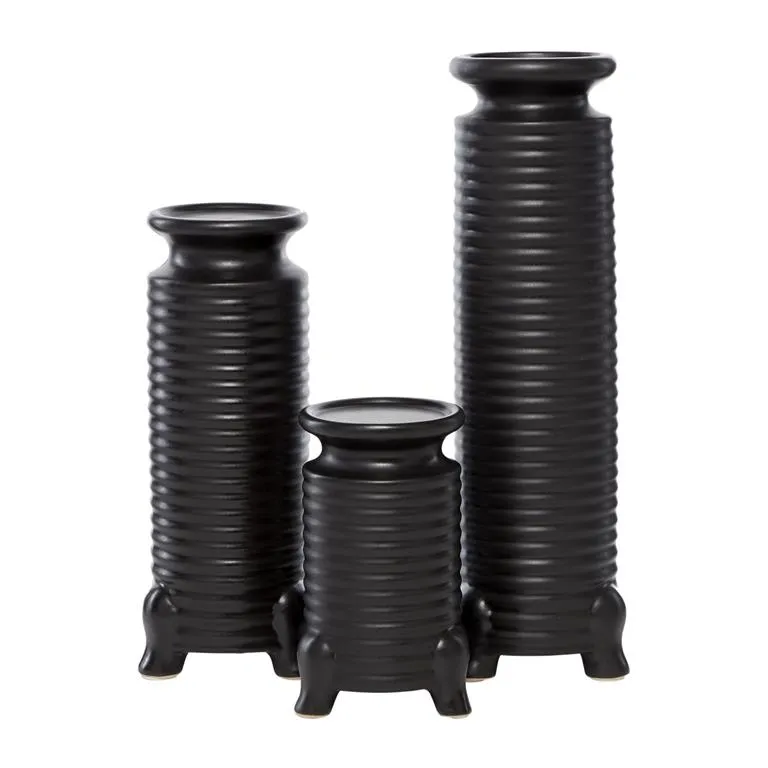 BLACK CERAMIC MODERN CANDLE HOLDER