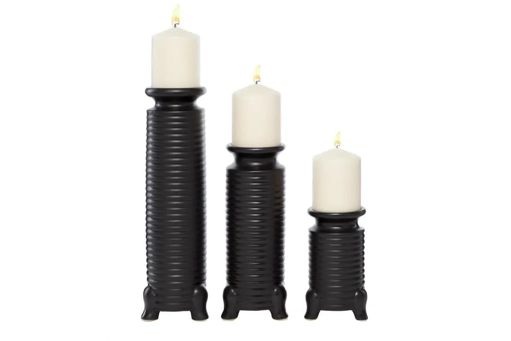 BLACK CERAMIC MODERN CANDLE HOLDER