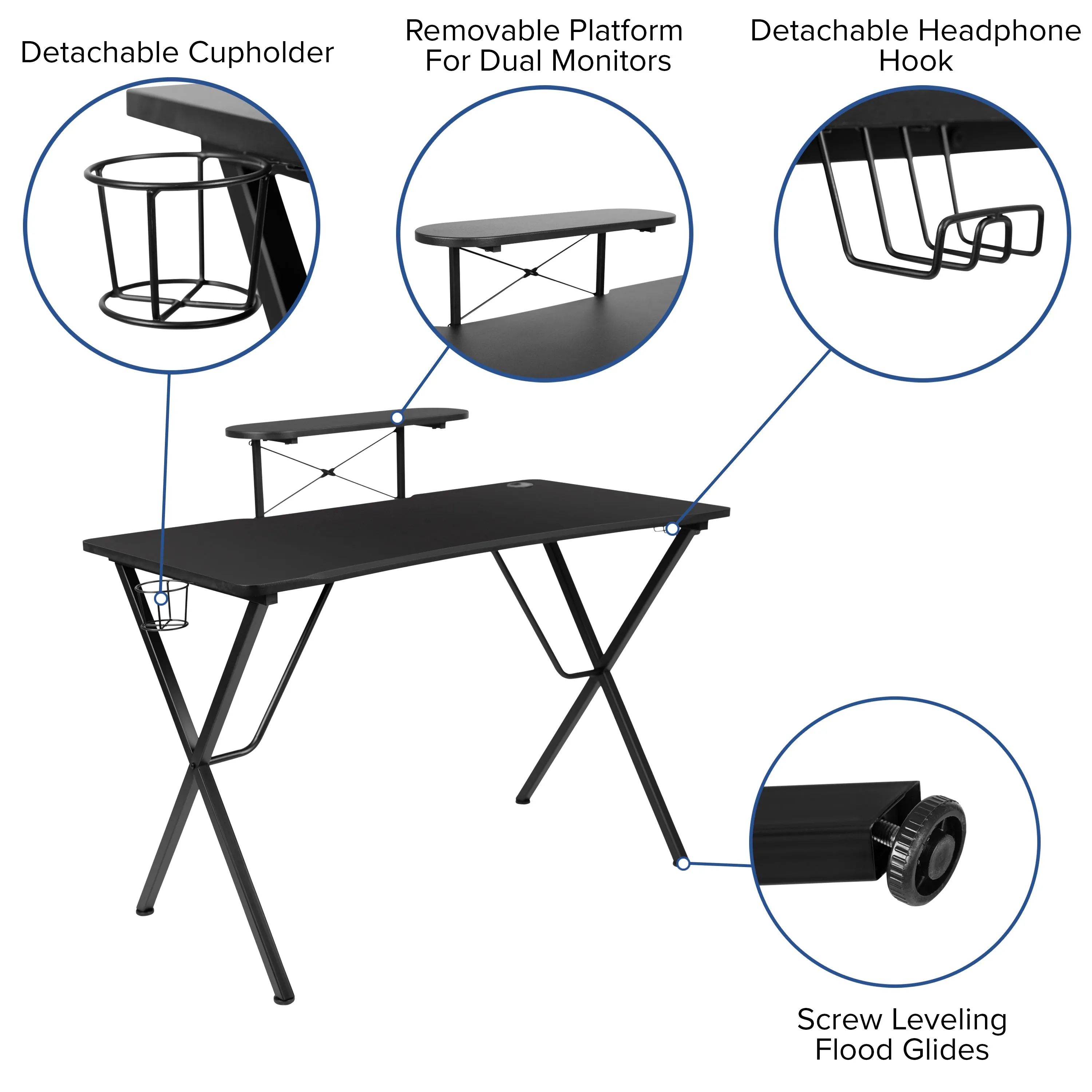 Black Gaming Desk & Chair Set BLN-X40RSG1031-WH-GG
