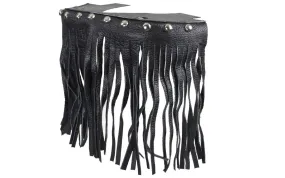 Black Studded Leather Motorcycle Floor Boards with Fringe Passenger Position
