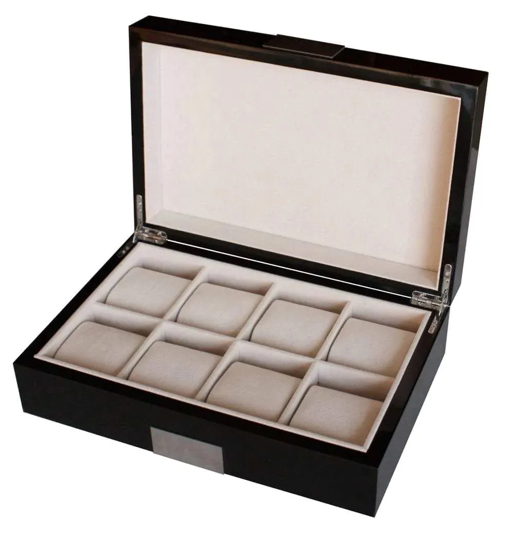 Black Wooden Watch Box for 8 Watches