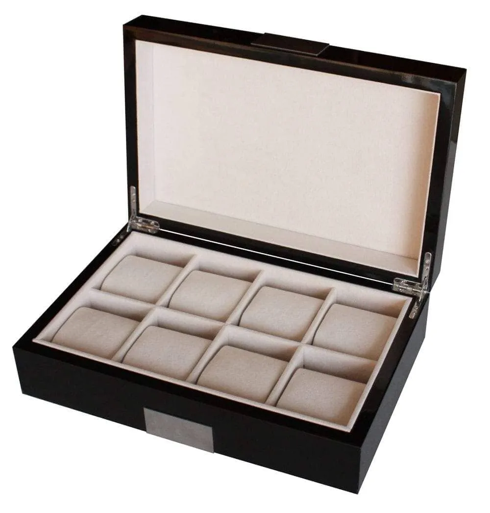 Black Wooden Watch Box for 8 Watches