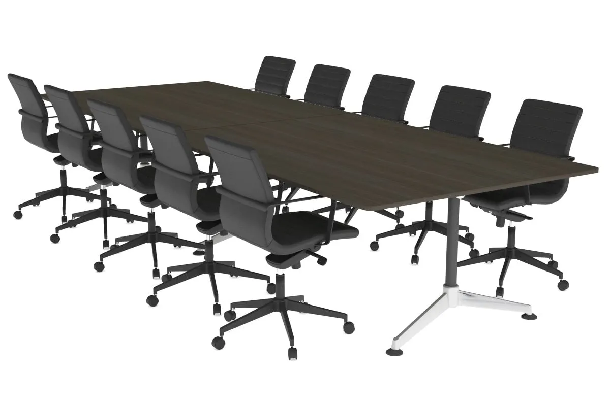 Boardroom Table Premium Indented Chrome Legs Blackjack [3200L x 1100W with Rounded Corners]