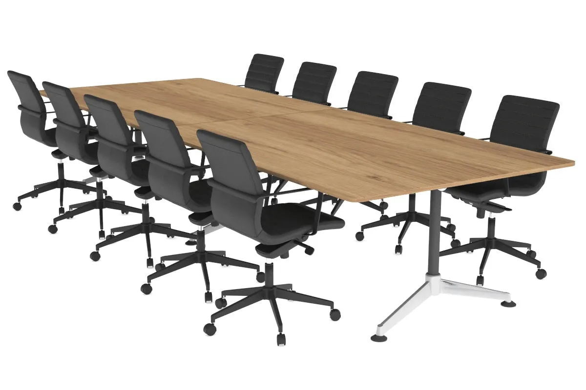 Boardroom Table Premium Indented Chrome Legs Blackjack [3200L x 1100W with Rounded Corners]
