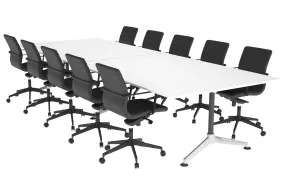Boardroom Table Premium Indented Chrome Legs Blackjack [3200L x 1100W with Rounded Corners]