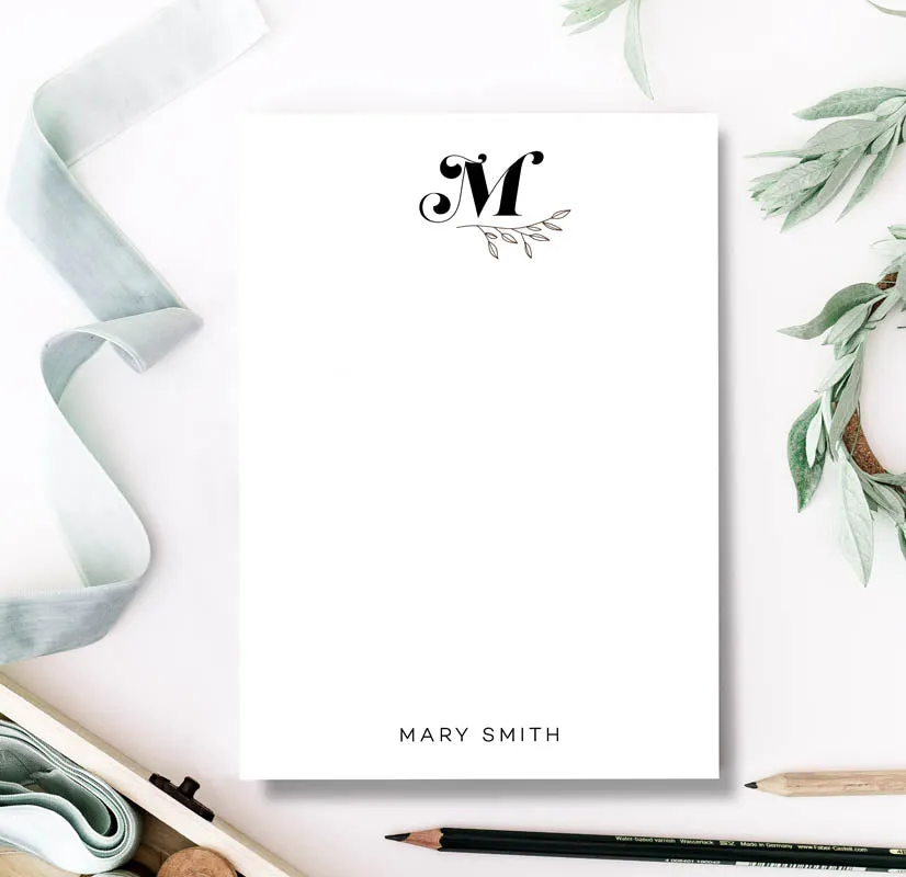 Bold Monogram Leaves Notepad