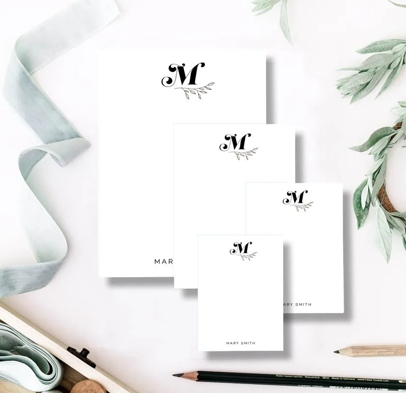Bold Monogram Leaves Notepad