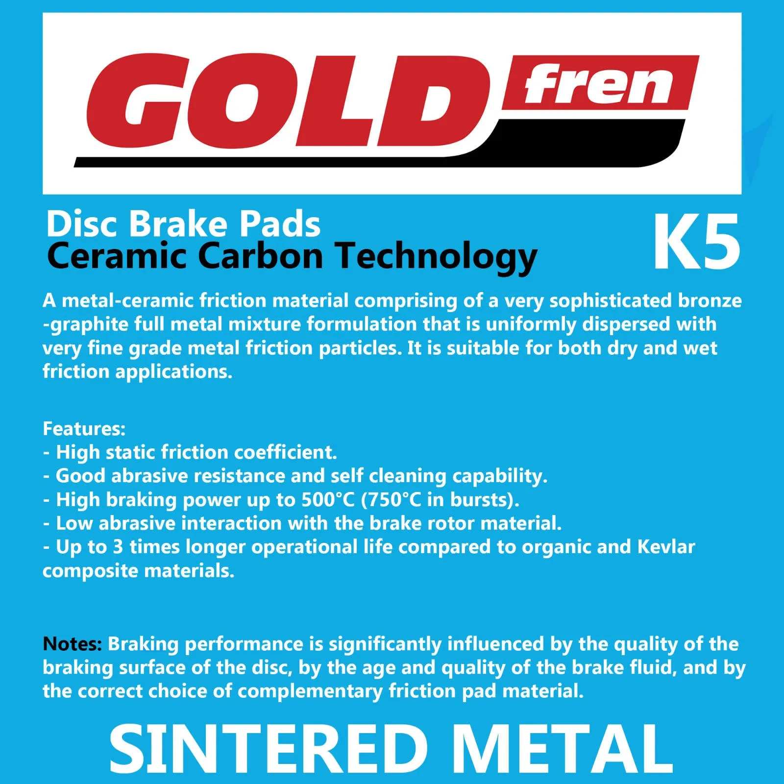 BRAKE PADS GOLDFREN OFFROAD RACING GF232 - K5 ( PR258 )