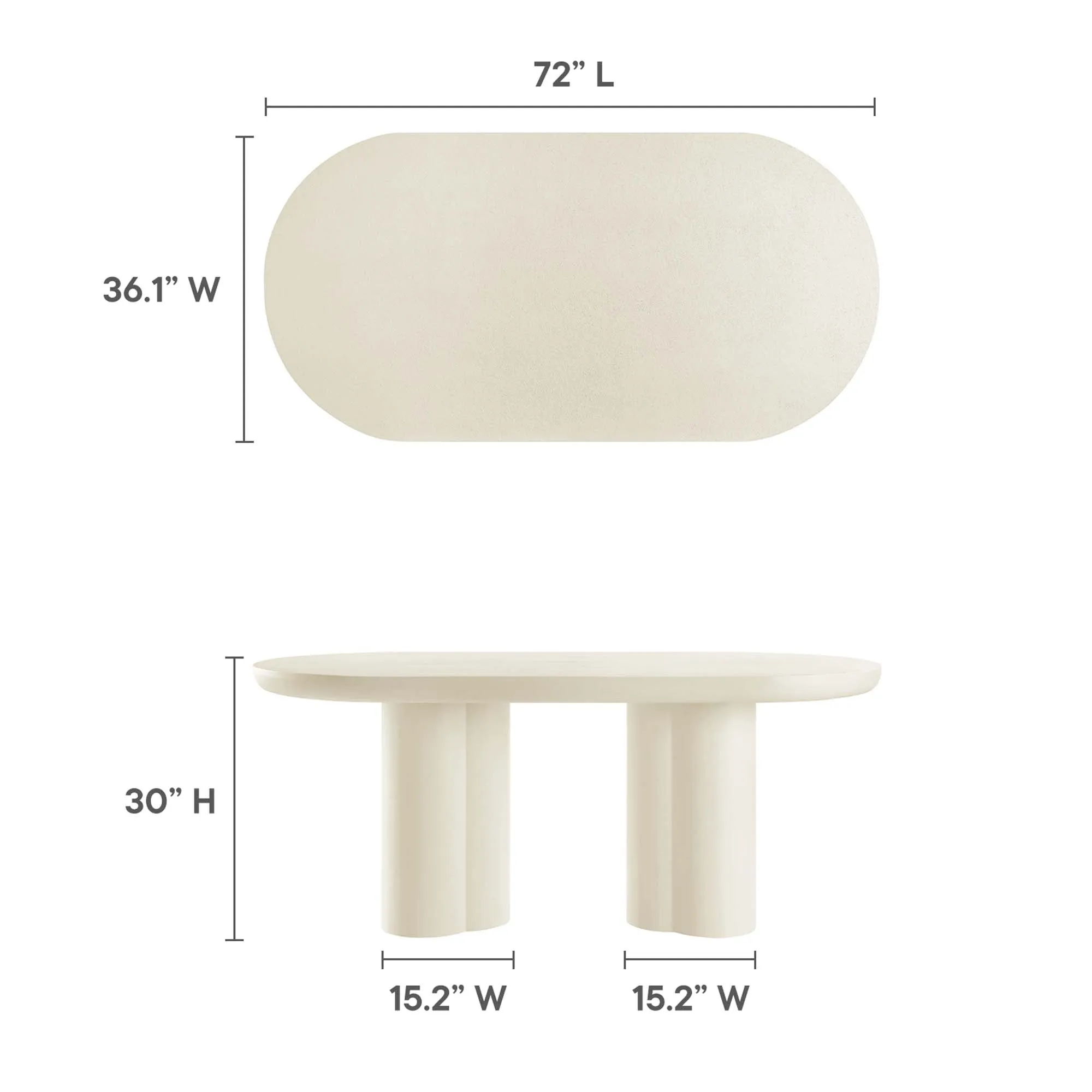 Caspian 72" Oval Concrete Dining Table by Modway