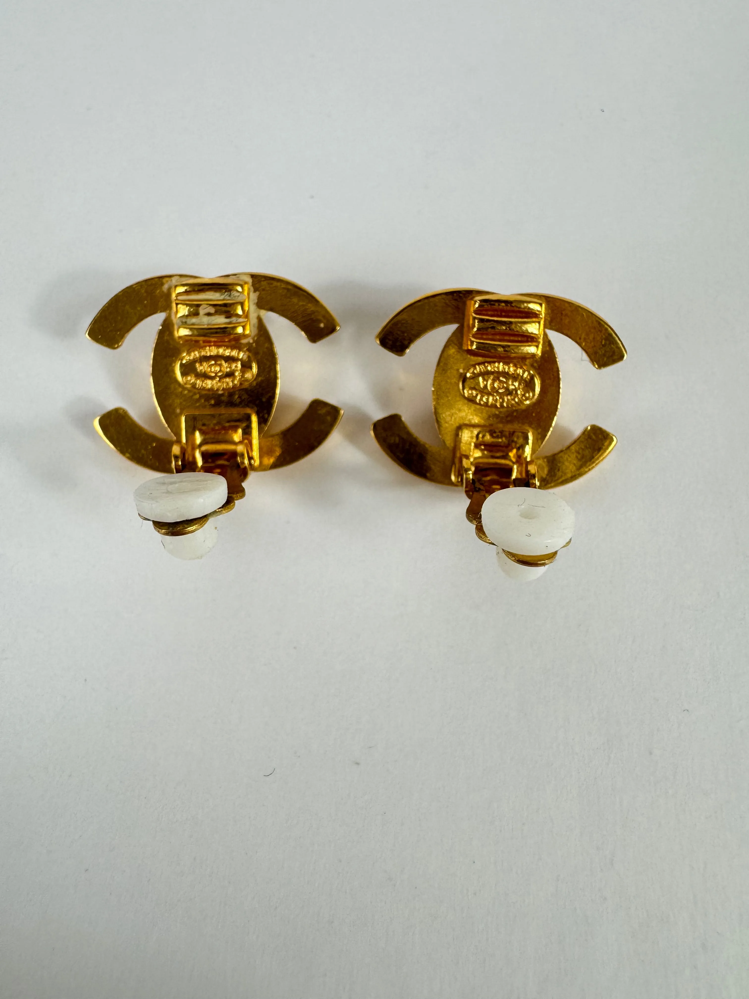 Chanel Vintage 1995 Turn Lock Clip on Earrings