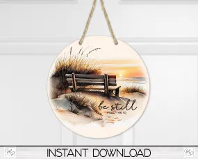 Christian Circle Front Door Hanger PNG Design for Sublimation, Digital Download