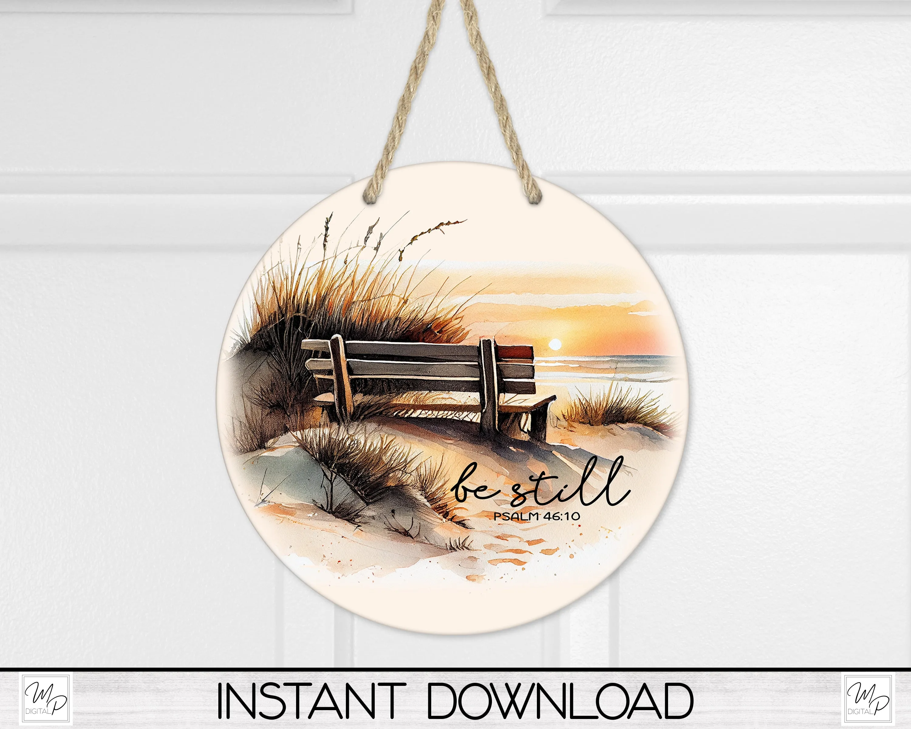 Christian Circle Front Door Hanger PNG Design for Sublimation, Digital Download