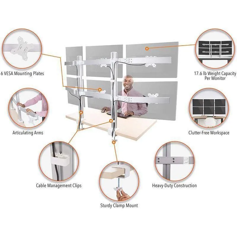 Clamp-On Heavy Duty Monitor Mounts (4-6 Monitor Options Available)