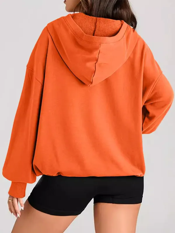 Classic Solid Long Sleeve Half Zippered Hoodie Modern Colors