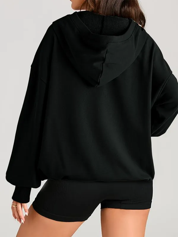 Classic Solid Long Sleeve Half Zippered Hoodie Modern Colors