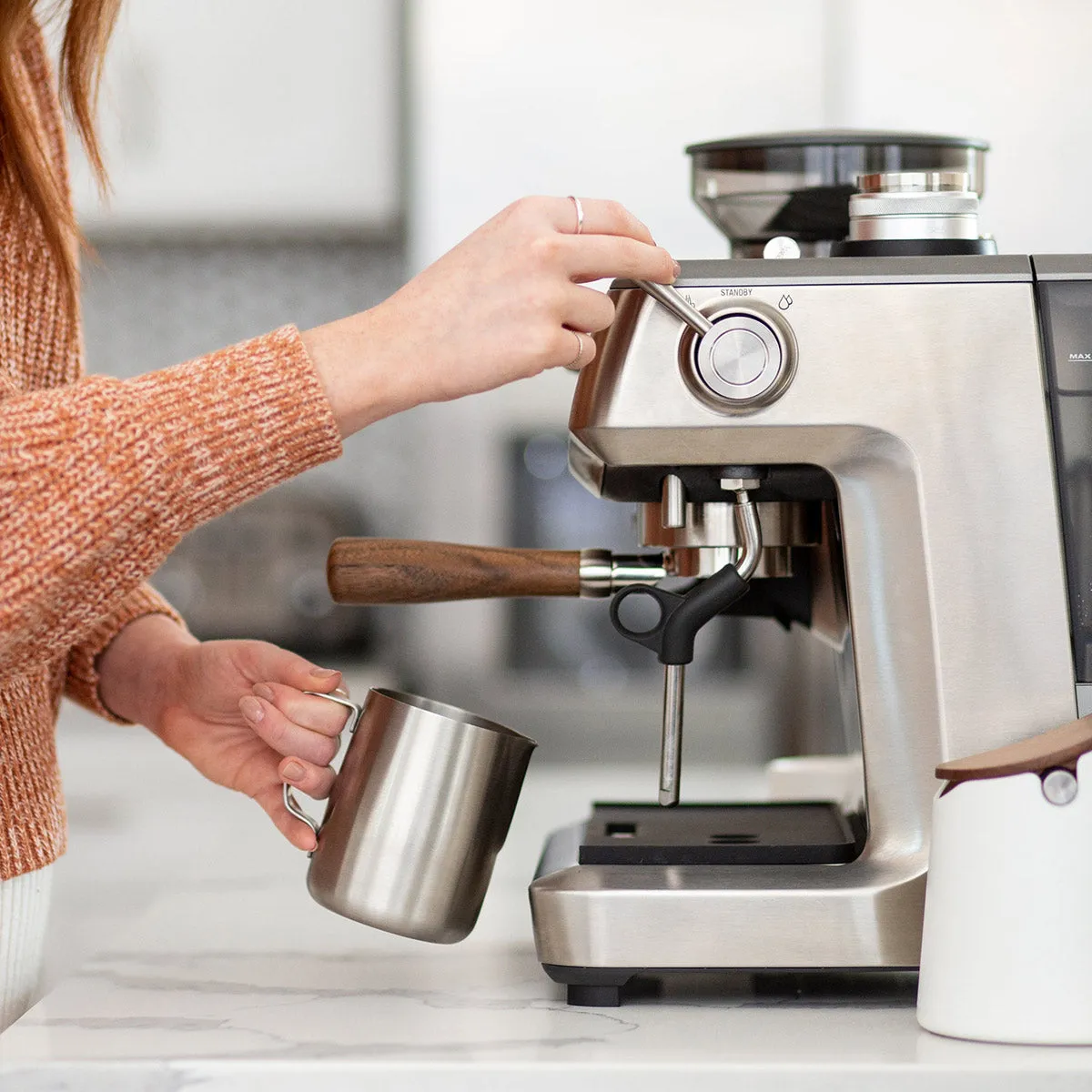 Crema Steam Lever Replacement for Breville Machines, Brushed Silver