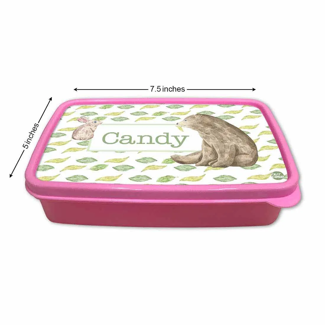 Custom Lunch Box With Name for Girl Snack Containers - Bear & Rabbit