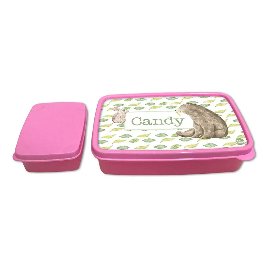 Custom Lunch Box With Name for Girl Snack Containers - Bear & Rabbit