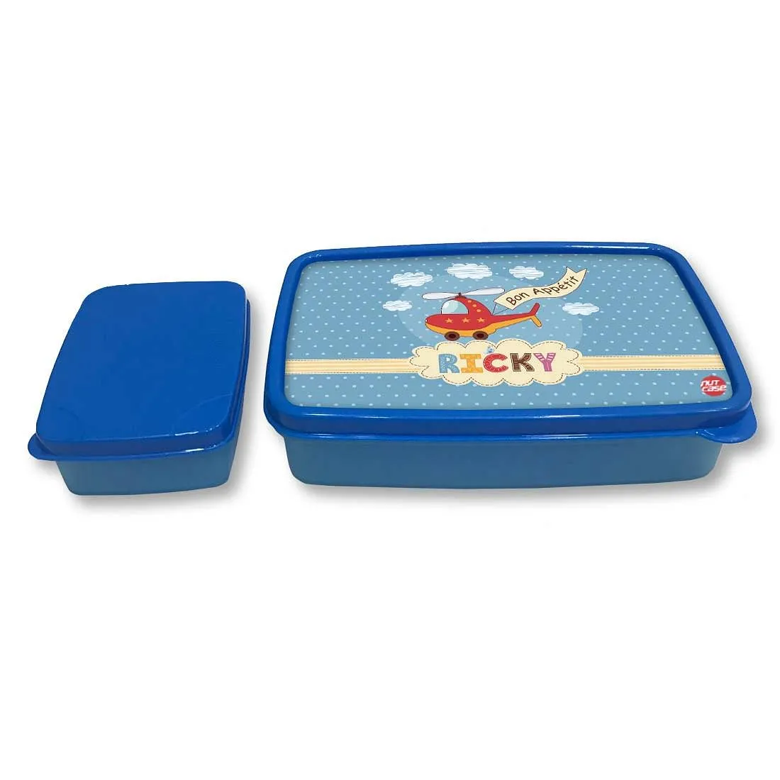 Custom Snack Containers Plastic Lunch Box for Boys  - Helicopter & Clouds