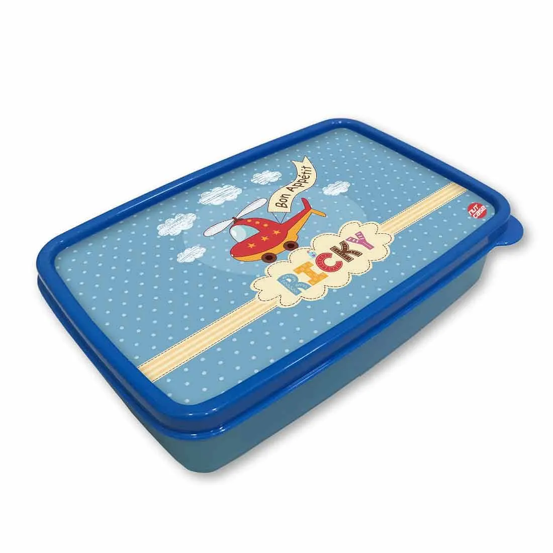 Custom Snack Containers Plastic Lunch Box for Boys  - Helicopter & Clouds