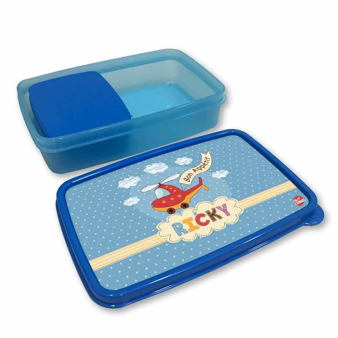 Custom Snack Containers Plastic Lunch Box for Boys  - Helicopter & Clouds