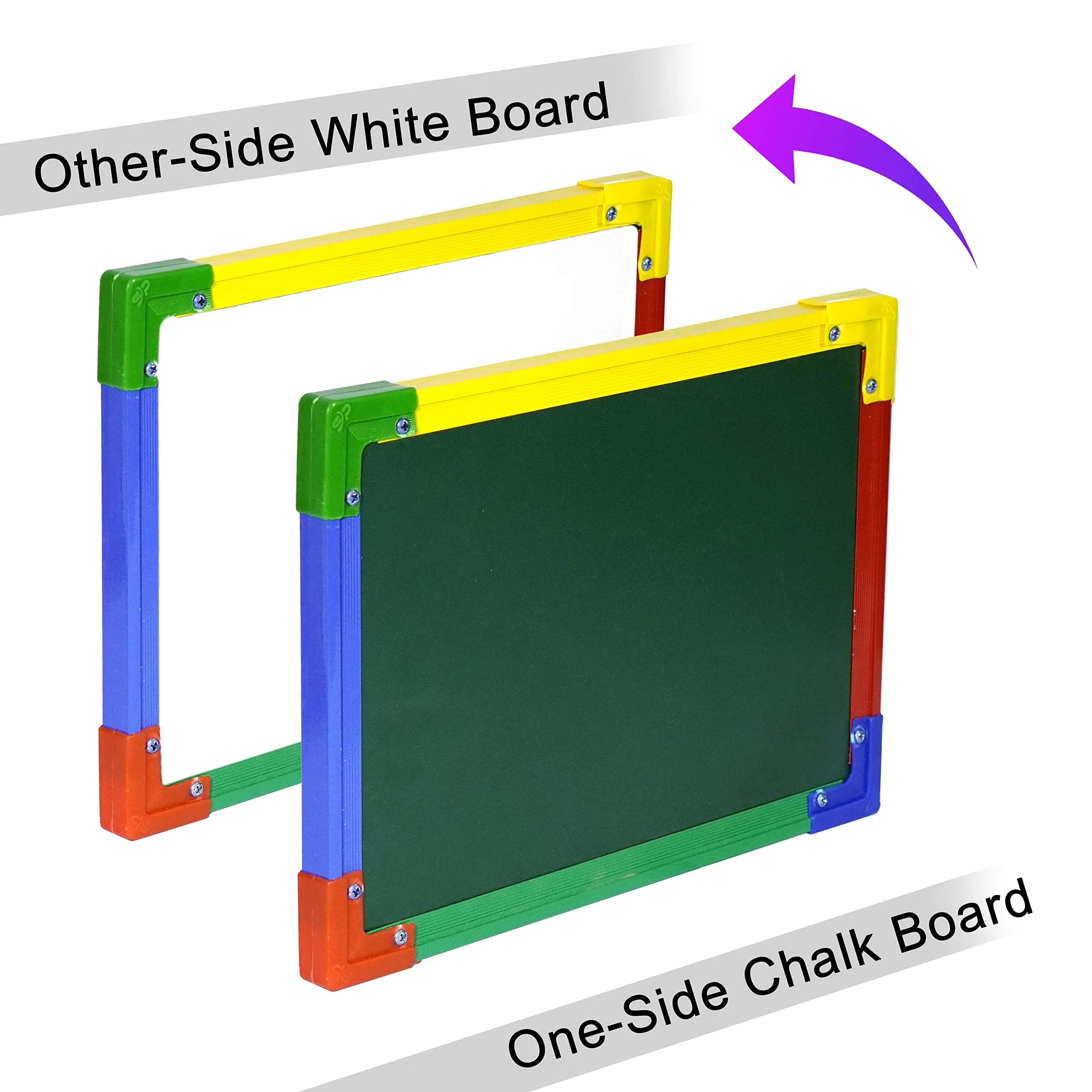 DAHSHA 2 in 1 Whiteboard and Blackboard with Chalk (35X24 cm) -Colors May Vary