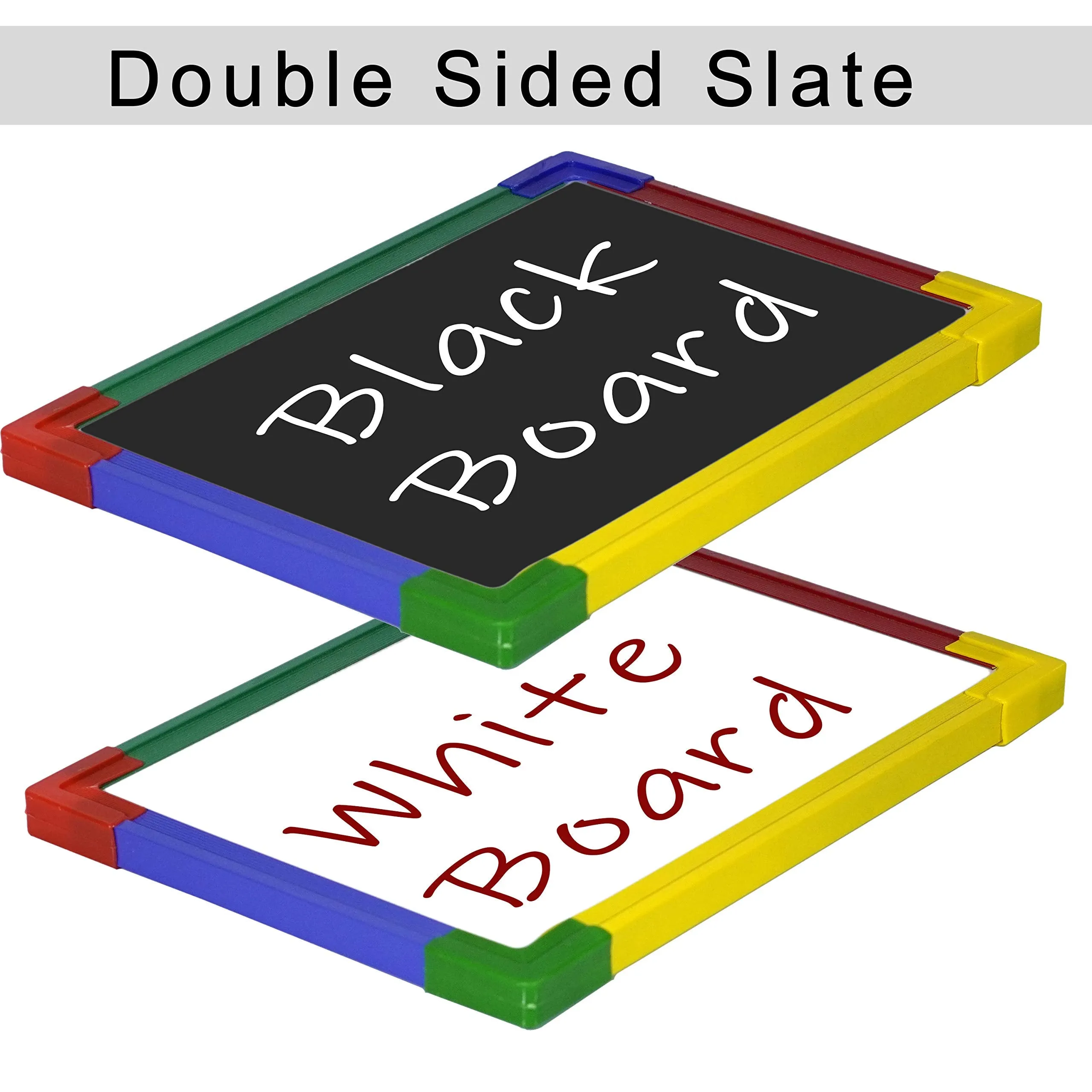 DAHSHA 2 in 1 Whiteboard and Blackboard with Chalk (35X24 cm) -Colors May Vary