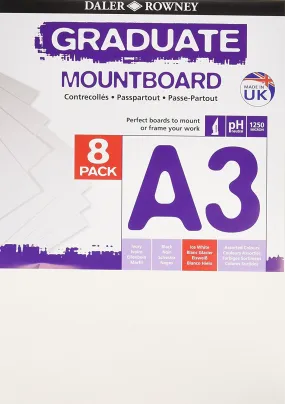 Daler Rowney Ice White A3 Graduate Mountboard (Pack of 8) - White