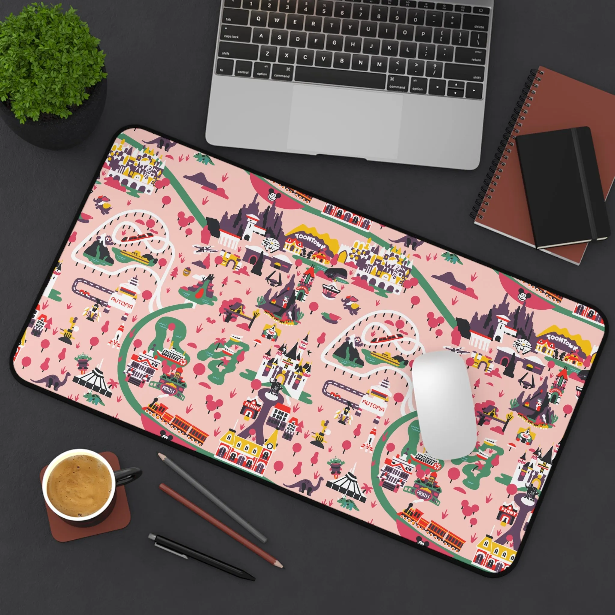 Disneyland Map Inspired Desk Game Mat Disneyland Magic Kingdom World Gift Parks Room Card Computer Trading Disney Retro Lands Fantasy