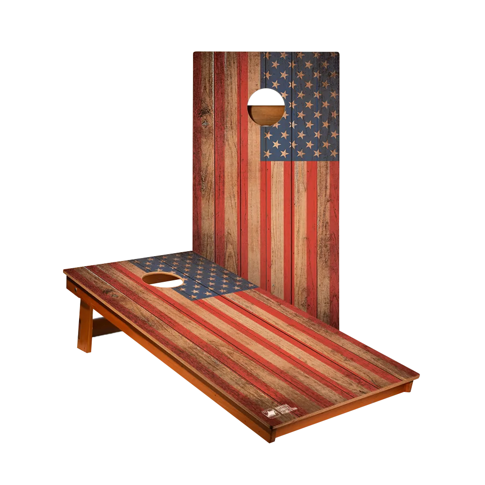 Distressed Wood Flag Backyard 2400 Cornhole Boards
