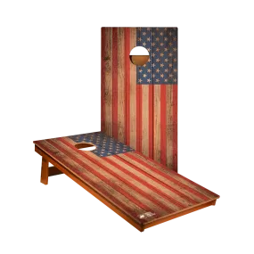 Distressed Wood Flag Backyard 2400 Cornhole Boards