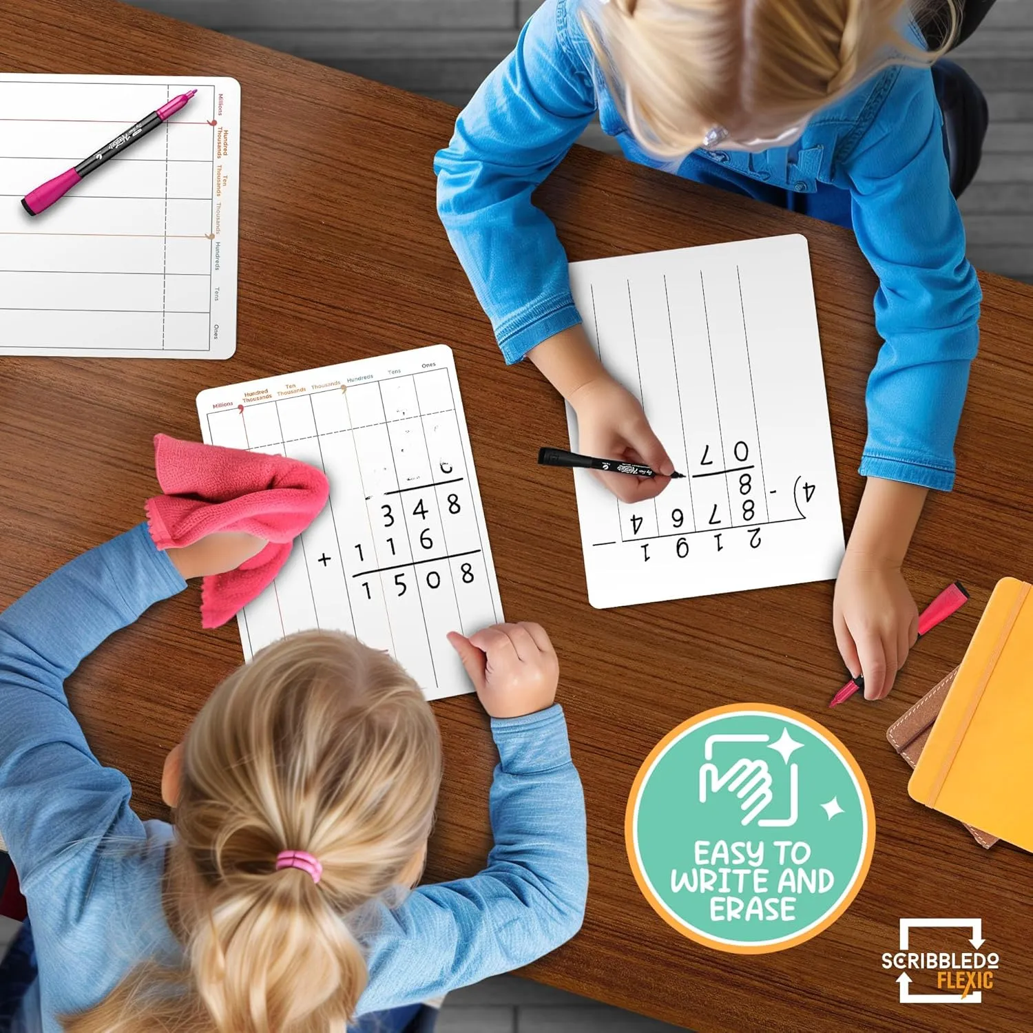 Division & Place Value Practice Flexic Sheet 9"x12" (10 pc)