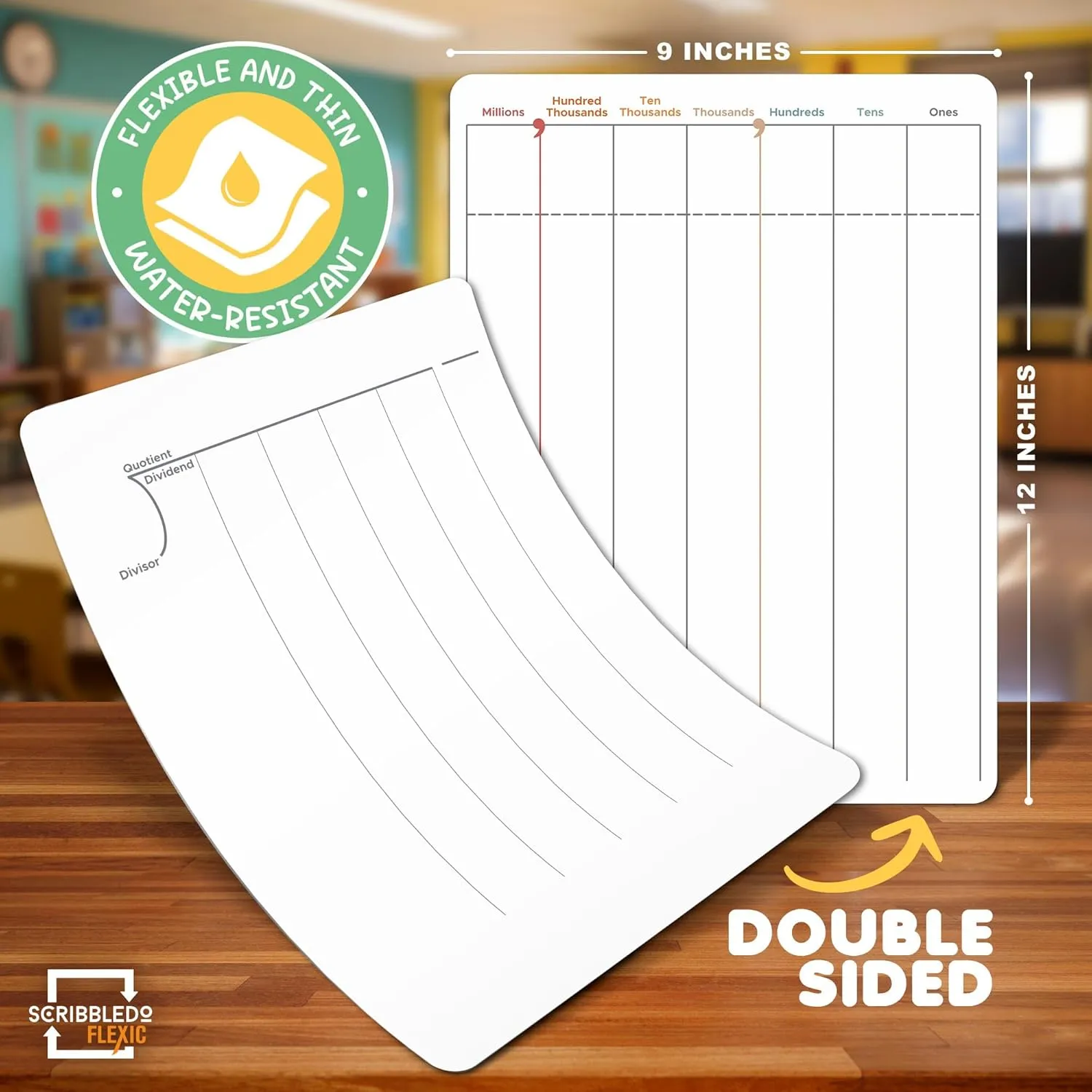 Division & Place Value Practice Flexic Sheet 9"x12" (10 pc)