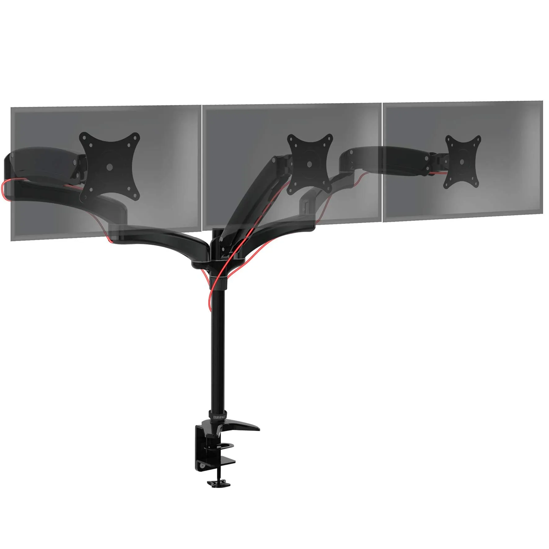 Duronic Monitor Arm Stand DM553 | Triple PC Desk Mount | BLACK | Aluminium | Height Adjustable | For Three 15-27 LED LCD Screen | VESA 75/100 | 5kg Capacity | Tilt -90°/ 85°,Swivel 180°,Rotate 360°