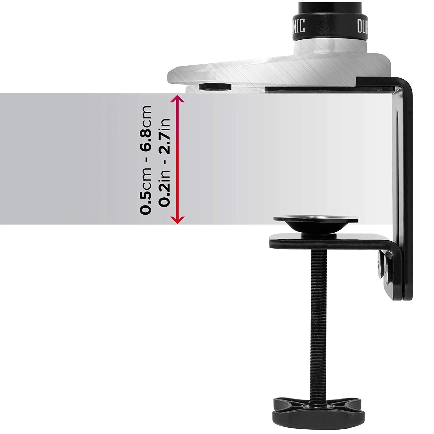 Duronic Monitor Arm Stand DM651X2 | Single Gas-Powered PC Desk Mount | BLACK | Height Adjustable | For One 15-27 LED LCD Screen | VESA 75/100 | 8kg Capacity | Tilt -90°/ 85°,Swivel 180°,Rotate 360°