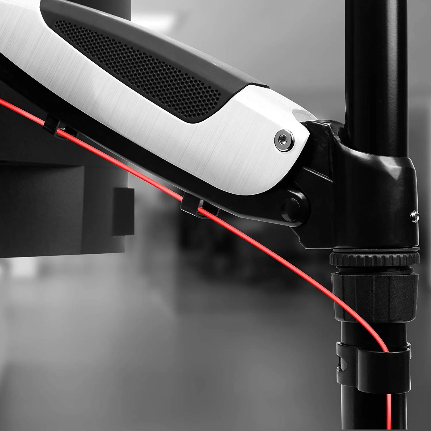 Duronic Monitor Arm Stand DM651X2 | Single Gas-Powered PC Desk Mount | BLACK | Height Adjustable | For One 15-27 LED LCD Screen | VESA 75/100 | 8kg Capacity | Tilt -90°/ 85°,Swivel 180°,Rotate 360°
