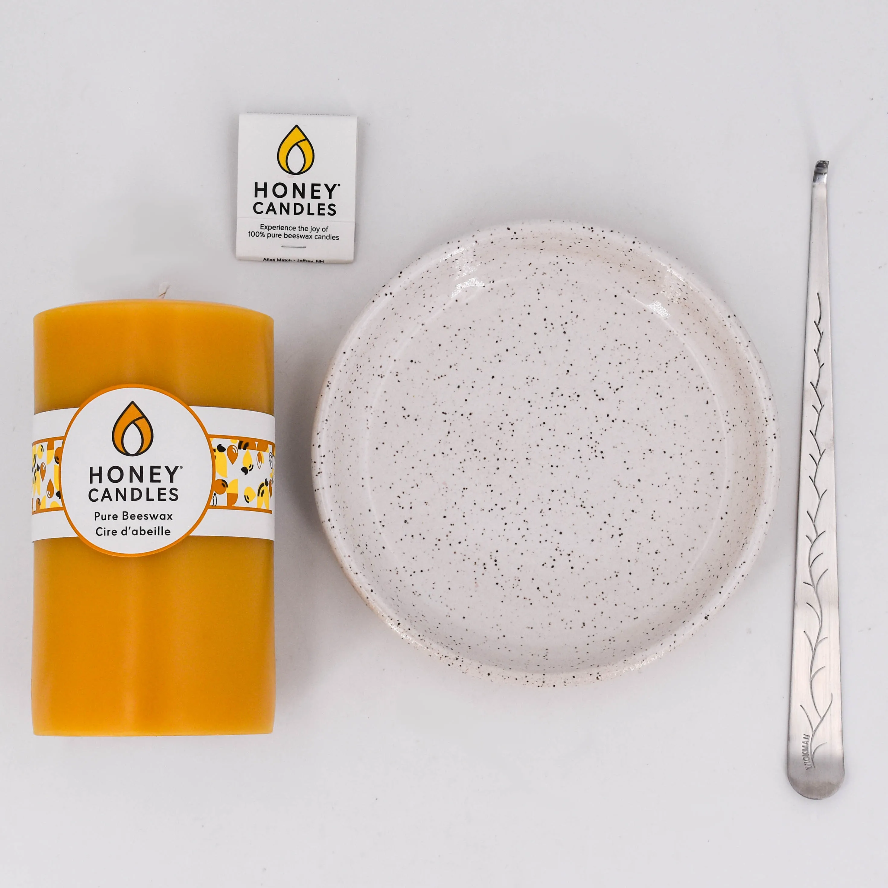 Eek Pottery x Honey Candles Large Pillar Gift Set
